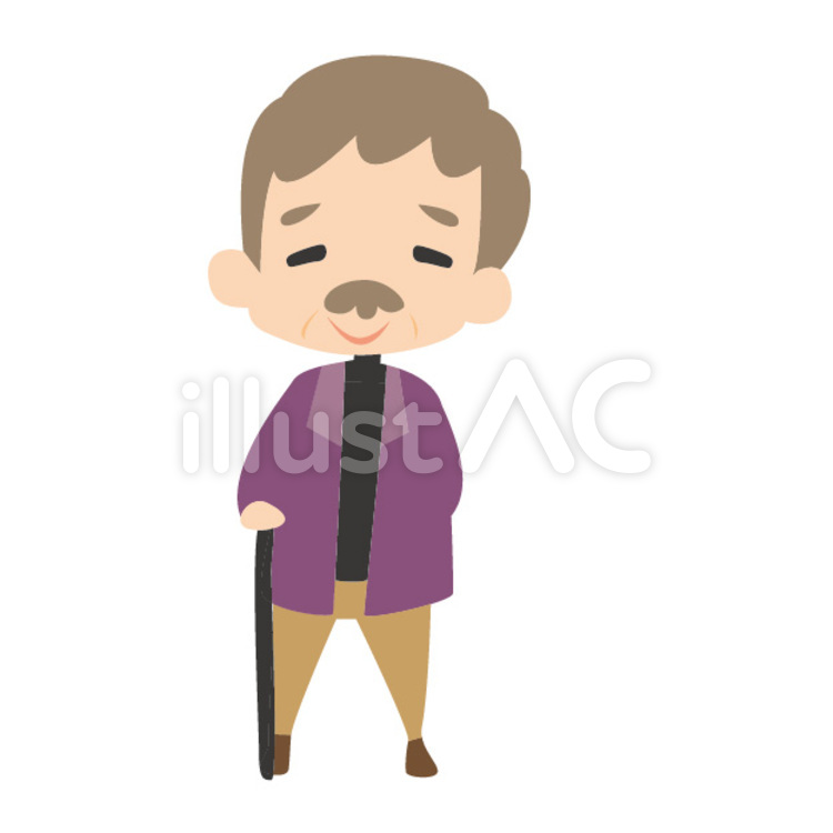 おじいさん おじいさん,ひげ,杖のイラスト素材