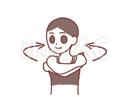 両肩の後ろを前に向かって引っ張るイラスト