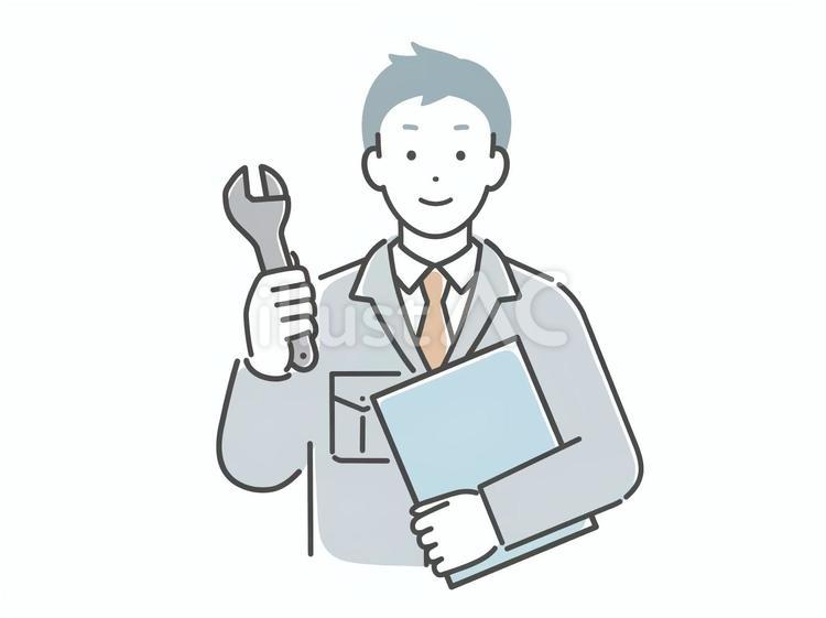 工具を持っている作業服の男性 男性,人物,工具のイラスト素材