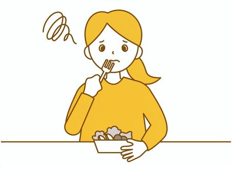 糖質制限ダイエットが辛い女性のイラスト ダイエット,糖質制限,ロカボ,食事制限,糖質制限ダイエット,糖質オフ,ストレス,カロリー制限,空腹,食欲のイラスト素材