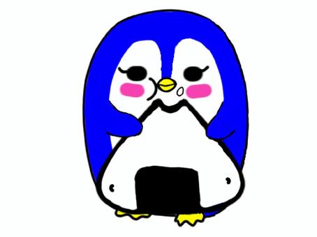 Penguin eating rice balls, rice ball, eat, rice, JPG and PNG