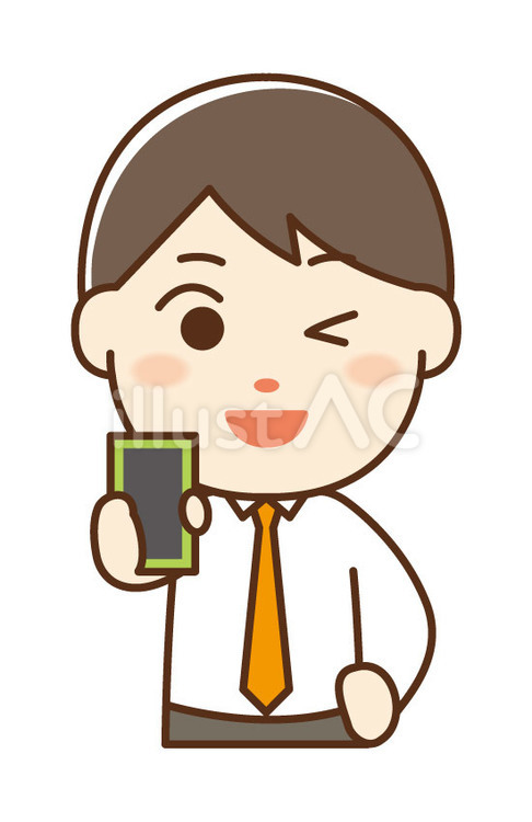 スマホ画面を見せる男性 スマホ,スマートフォン,携帯電話のイラスト素材
