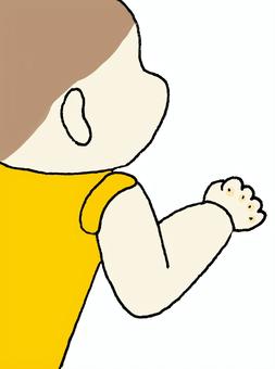 赤ちゃんイラスト　後ろから 赤ちゃん,ベビー,ロンパース,保育園,後ろ向き,うつ伏せ,ノースリーブのイラスト素材