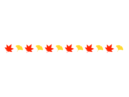 紅葉とイチョウのパターンライン 紅葉,葉っぱ,イチョウ,秋,ライン,11月,10月,晩秋,植物,アイコンのイラスト素材