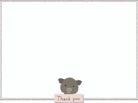 Thankyou_猪_フレーム 感謝,お礼,動物,かわいい,thankyou,イノシシ,フレーム,枠,亥,亥年のイラスト素材