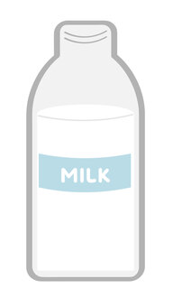 シンプルなミルク瓶 ミルク,牛乳,ビン,飲み物,飲料,シンプル,可愛いのイラスト素材