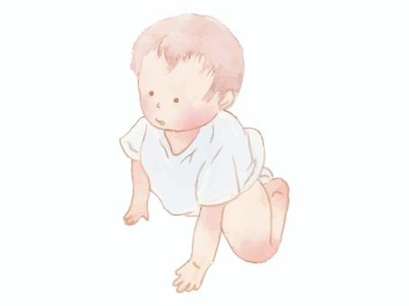 赤ちゃん07 赤ちゃん07 赤ちゃん,子ども,こども,ハイハイ,はいはい,乳児,人物,水彩,ベビー,幼児のイラスト素材