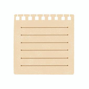 スクエアメモ（ベージュ・四角穴・罫線） メモ,ノート,メモ用紙,ノート用紙,スクエア,正方形,手描き,水彩,シンプル,くすみカラーのイラスト素材