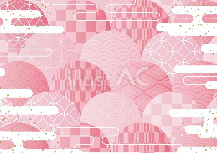 ピンク色の可愛い和柄の背景素材 和風,和柄,日本のイラスト素材