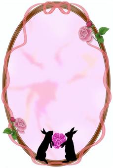 Rabbit and rose decorative frame, JPG and PNG Rabbit and rose decorative frame, çiçek, tam çiçeklenme, acınası, JPG and PNG