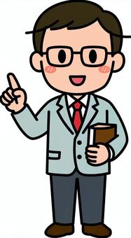 グレーの男性の先生です。 授業,先生,シンプル,教師,学び,勉強,指導,学習,説明,学ぶのイラスト素材