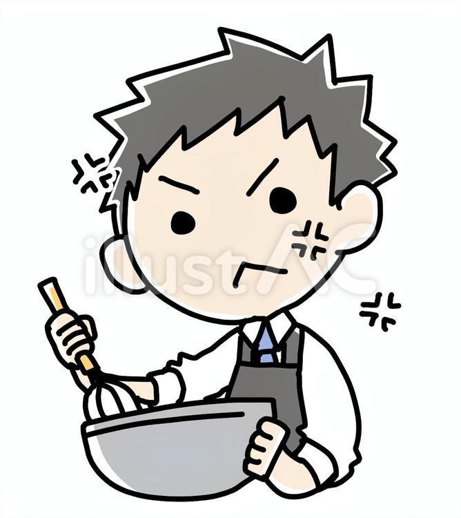 怒りながら調理する男性 調理,怒り,男性のイラスト素材