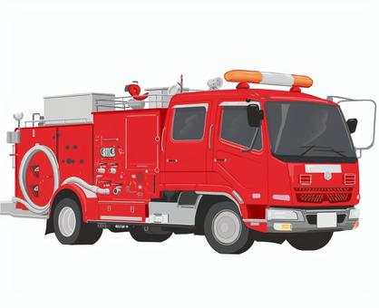 放水消防車　リアル 消防,リアル,車両,赤,火事,緊急,１１９,斜めのイラスト素材