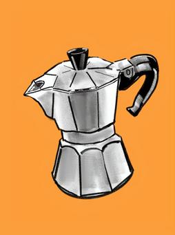 マキネッタ_1 コーヒー,エスプレッソマシン,マキネッタ,休憩,ティータイム,コーヒータイム,直火式,カフェ,エスプレッソ,cafeのイラスト素材