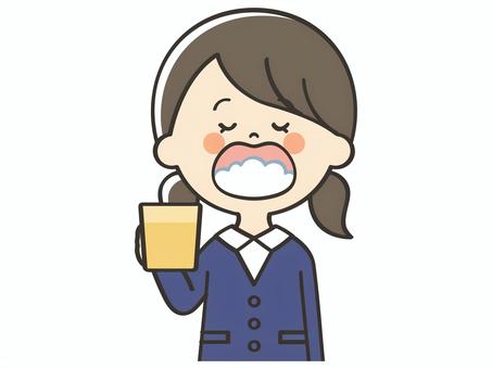 うがいをする女子生徒 女の子,子供,うがい,喉,清潔,対策,予防,感染,感染症,風邪のイラスト素材