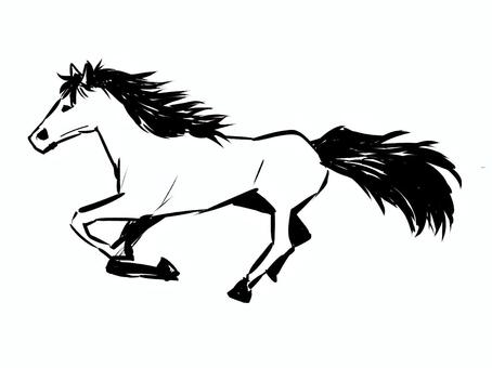 走る馬（手書き） 動物,馬,競馬,午,干支のイラスト素材
