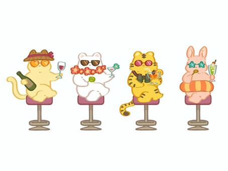 vacation！ 動物,どうぶつ,アニマル,キャラクター,かわいい,ファンシー,ほのぼの,子供,カットイラスト,挿絵のイラスト素材