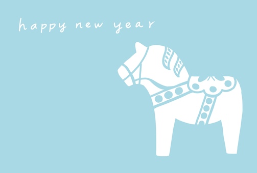 2026年賀状　ダーラナ 年賀状,正月,午,挨拶,新年,賀詞,あけましておめでとう,干支,年賀状素材,ダーラナホースのイラスト素材
