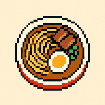 ラーメンのドット絵 ラーメン,麺,中華そば,食べ物,食品,チャーシュー,卵,ねぎ,スープ,器のイラスト素材