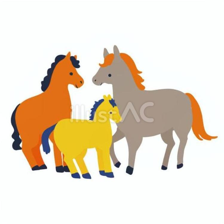 馬の家族 馬,親子,子馬のイラスト素材