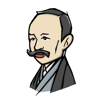 森鴎外 似顔絵,文豪,森鴎外,偉人,小説家のイラスト素材