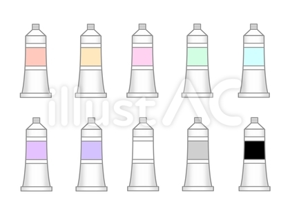 パステルカラーの絵の具チューブセット