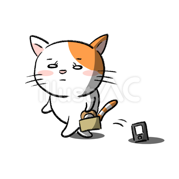 スマホを落としたネコちゃん 猫,スマホ,落とし物のイラスト素材