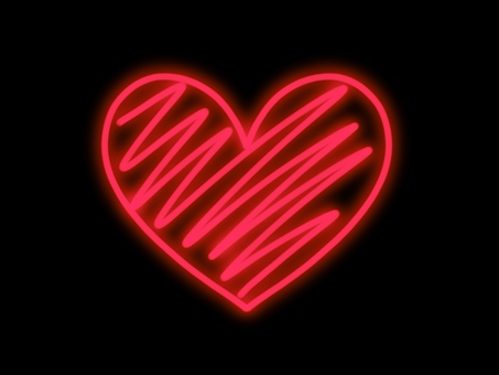 赤のネオン風ハート背景　透過あり ハート,ネオン,光,発光,輝き,蛍光,装飾,記号,シンプル,線のイラスト素材