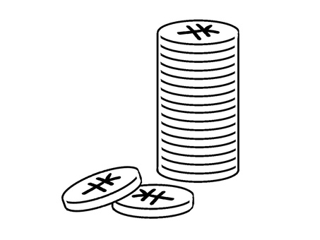 円硬貨線画 お金,硬貨,円,￥,コイン,手描き,マネー,現金,シンプル,線画のイラスト素材