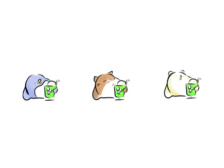 くりーむそーだ くりーむそーだ,ねこ,ぺんぎん,しろくま,どうぶつ,カフェ,飲み物のイラスト素材