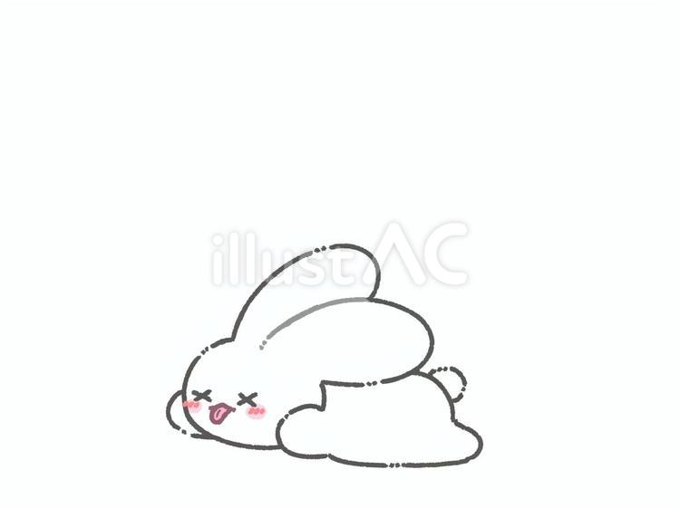 倒れる白うさぎ うさぎ,ホワイト,白のイラスト素材
