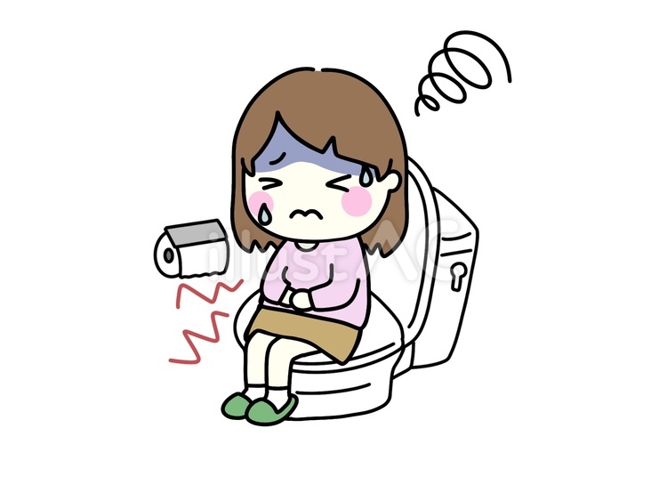 腹痛　下痢　女性 腹痛,痛い,下痢のイラスト素材