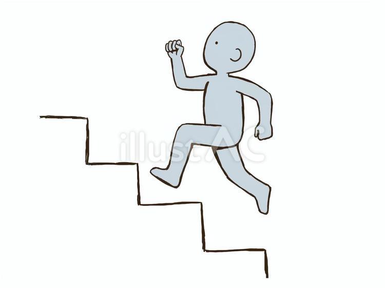 階段を駆け上がるドローイング デッサン,人形,ラフのイラスト素材