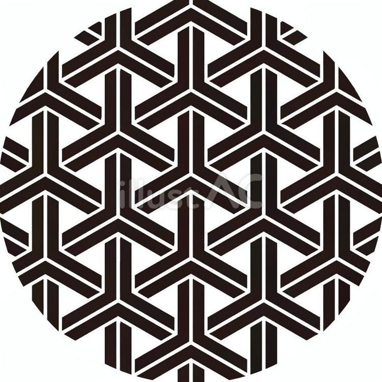 黒色の和柄 組亀甲円形 亀甲,組亀甲,和柄のイラスト素材