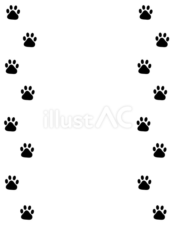 黒のネコの足跡の装飾フレーム ネコ,犬,肉球のイラスト素材