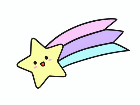 パステルカラー顔付き流れ星のイラスト 流れ星,彗星,顔,ほっぺ,かわいい,星のイラスト素材