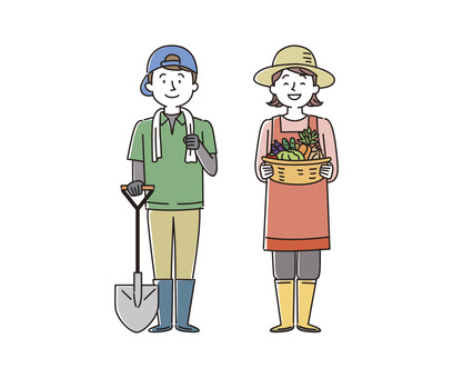 農作業をする人 農家,人物,人,農業,農作業,仕事,男性,女性,男女,若いのイラスト素材