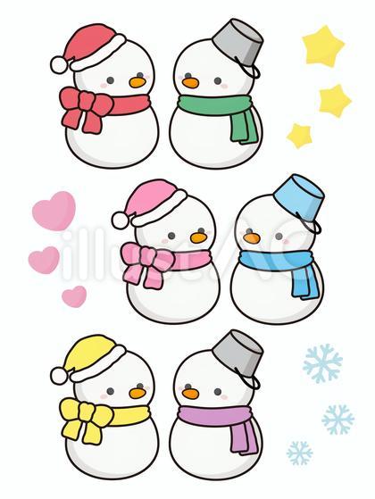 雪だるまのイラスト素材セット