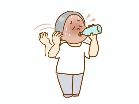暑い 水分補給をする 暑い 水分補給をする 高齢者,熱中症,熱中症予防のイラスト素材