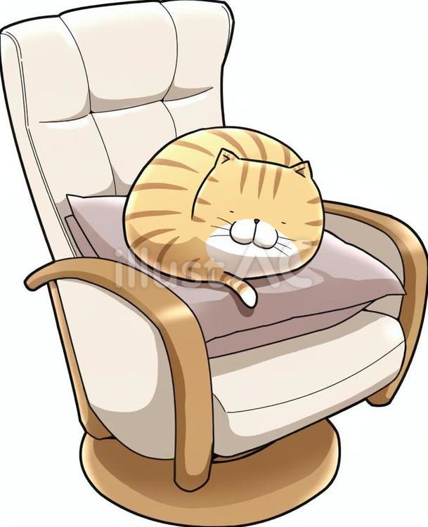 回転椅子で寝る猫 ネコ,動物,ペットのイラスト素材