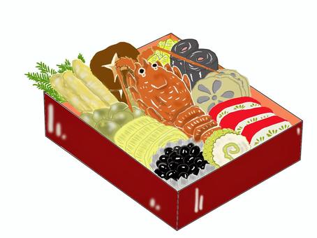 おせち料理 お正月,食事,元旦,料理,豪華,お節料理,おせち,1月,年賀状,カレンダーのイラスト素材