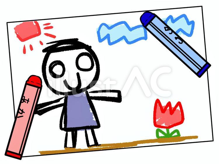 子どもの描いた絵 人物,絵,子供のイラスト素材