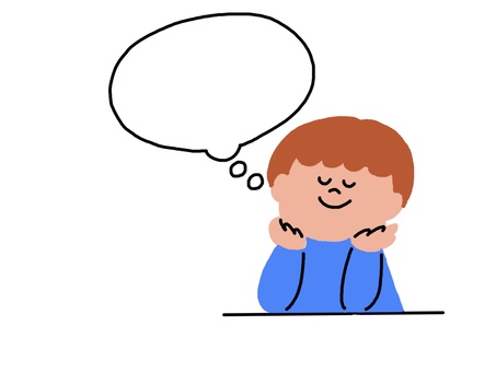 考え事をする男の子 考える,思考,男の子,男性,考え事,思う,思い出す,頬杖,夢見る,吹き出しのイラスト素材