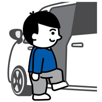 車に乗る　移動手順イラスト 生活動作,車,乗車,手順,交通マナー,交通安全のイラスト素材