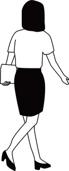 歩行者女性 白黒 歩行者女性 白黒 歩行者,歩く,後ろ姿,会社員,事務員,スレンダー,若い,女性,白黒のイラスト素材