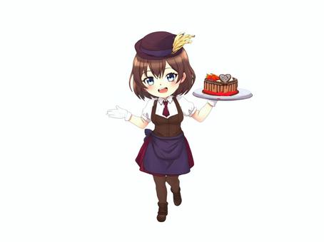 バレンタインデーケーキ屋カフェ喫茶店店員 バレンタイン,バレンタインデー,ハート,チョコ,チョコレート,プレゼント,ギフト,ケーキ,バレンタインチョコ,バレンタインチョコレートのイラスト素材