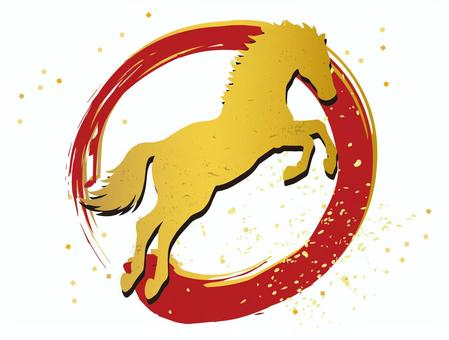 馬 馬,年賀状,午,筆,シルエット,ベクター,かすれ,年賀,和風,午年のイラスト素材