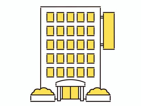 Bill Hotel 2 (yellow), building, hotel, business hotel, JPG, PNG and AI