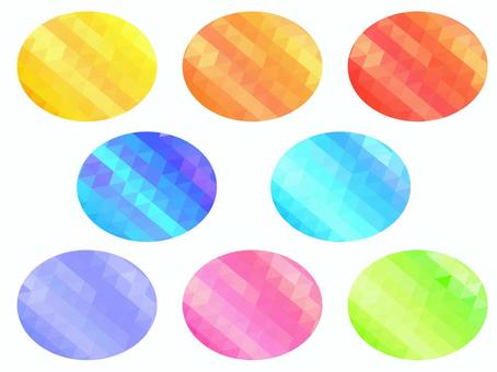 カラフルな幾何学模様の楕円フレーム50 フレーム,吹き出し,楕円,楕円形,幾何学,枠,飾り枠,幾何学模様,見出し,タイトルのイラスト素材