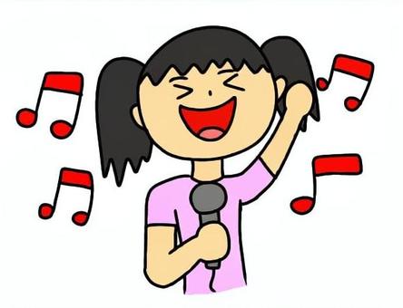 カラオケで盛り上がる女の子 女の子,かわいい,人物,カラオケ,歌,音楽,音符,マイク,ノリノリ,手書きのイラスト素材